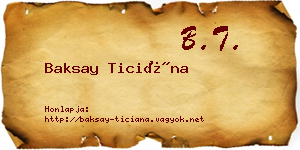 Baksay Ticiána névjegykártya